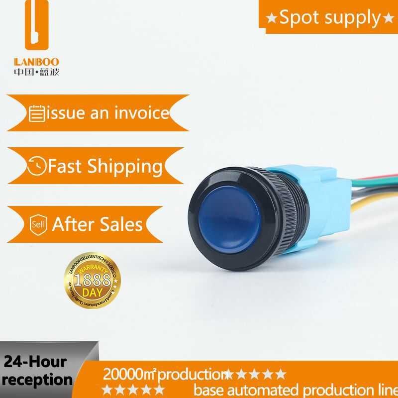 M Blue Wave Straight 16Mm Plastic Momentary Self-Resetting Push ...