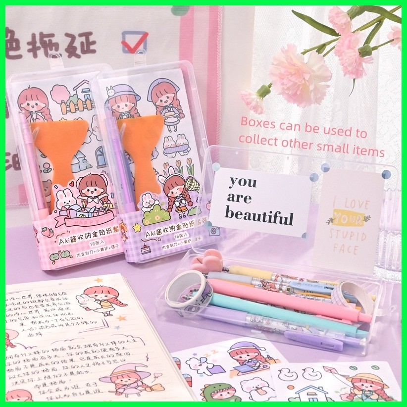 Storage box hand account sticker set cute stickers with carving knife ...