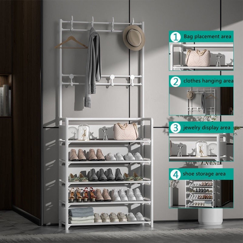 2 in 1Multifunctional 4 /5 Layer Combination Simple Floor Coat Rack ...
