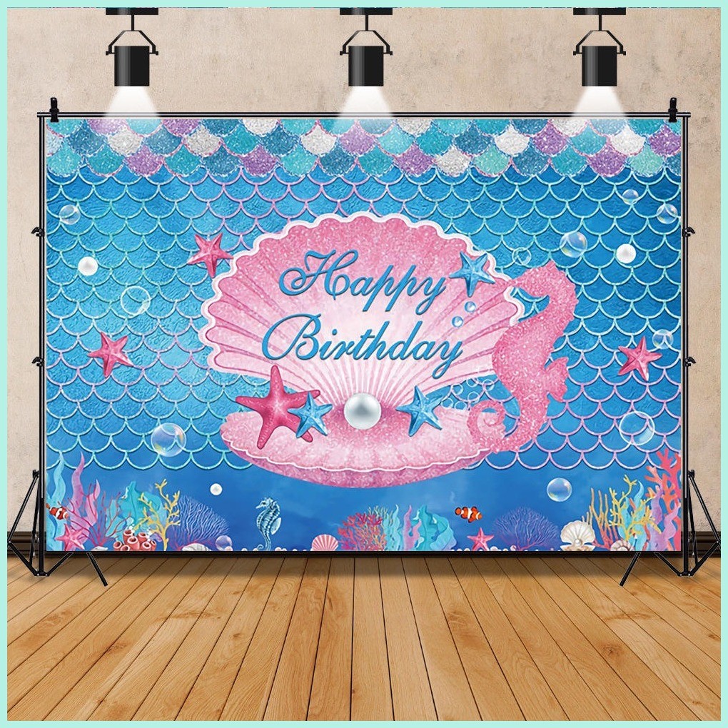 150*100cm Mermaid Theme Party Backdrop Cloth Under The Sea Photography ...