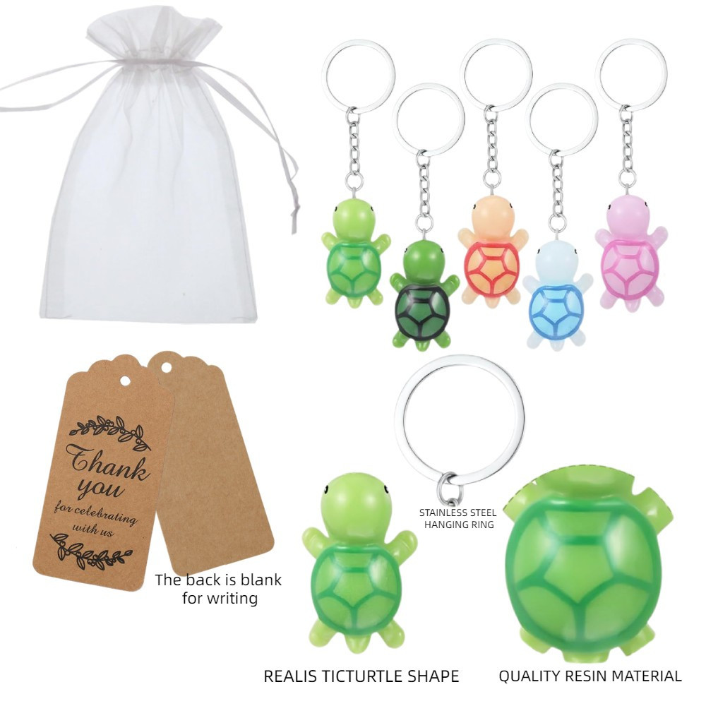 10Sets,Turtle Keychain Bulk Party Favors with Thank You Tag Gift ...