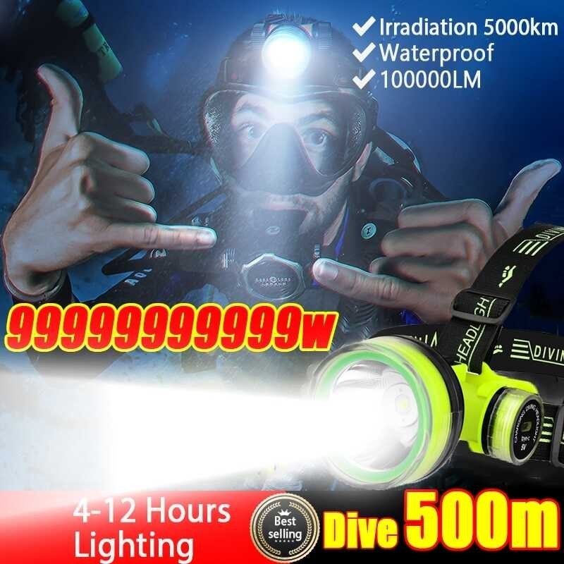 COD Local Seller Headlamp Rechargeable Bright Diving Waterproof LED