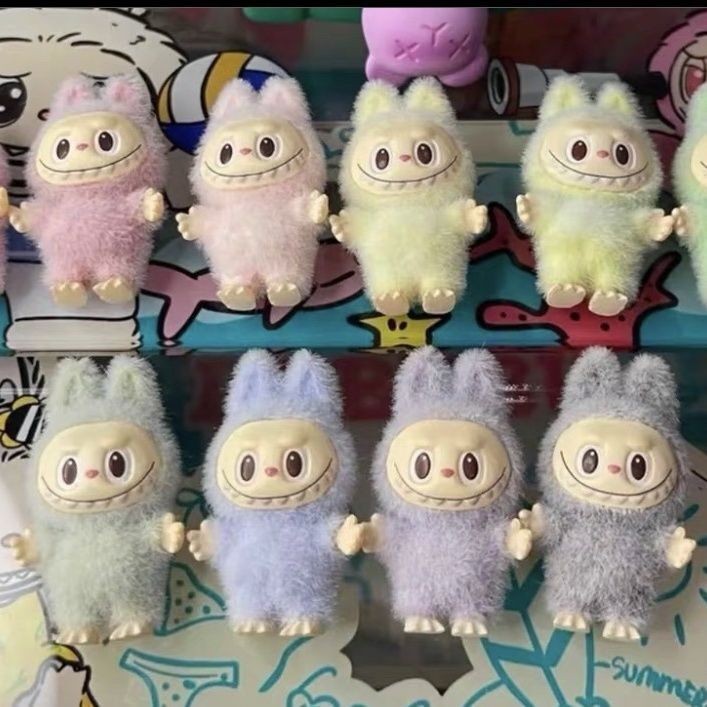 Mini Flocking labubu labubu Doll Vinyl Little Doll 3cm Pendant Cute ...