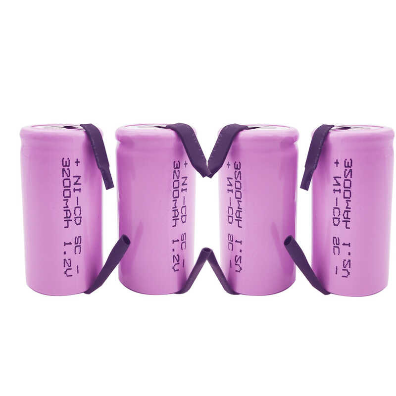 1.2V New 3200Mah Rechargeable Battery SC Sub C NiCd Cell With Welding