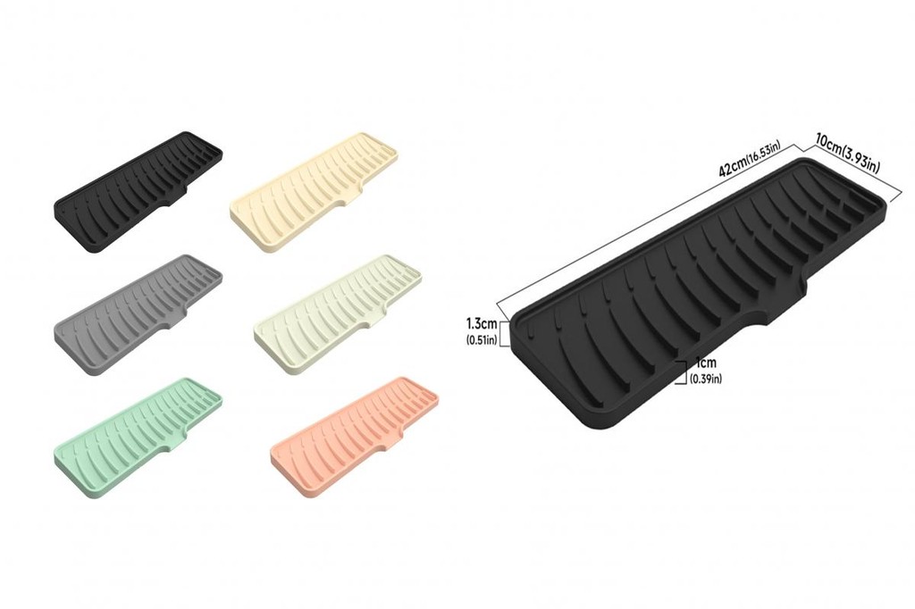 [New]* Extended Sink Splash Guard Silicone Dish Drying Mat Kitchen Sink