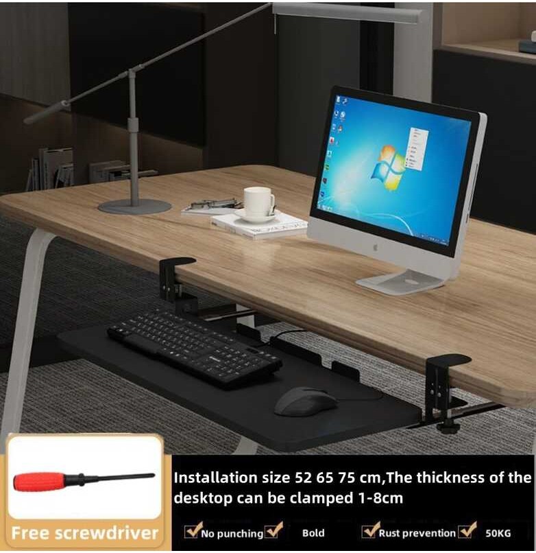 Punch-free ☥ Slide Rail Rack Keyboard Stand Bracket Laptop Desktop PC ...