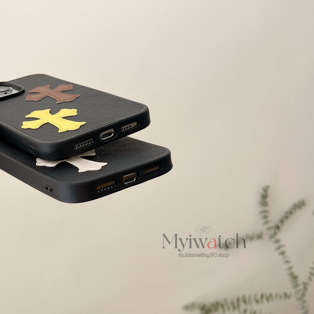 3D trendy blocking cross leather case For iPhone 16 15 14 13 12 11 Pro