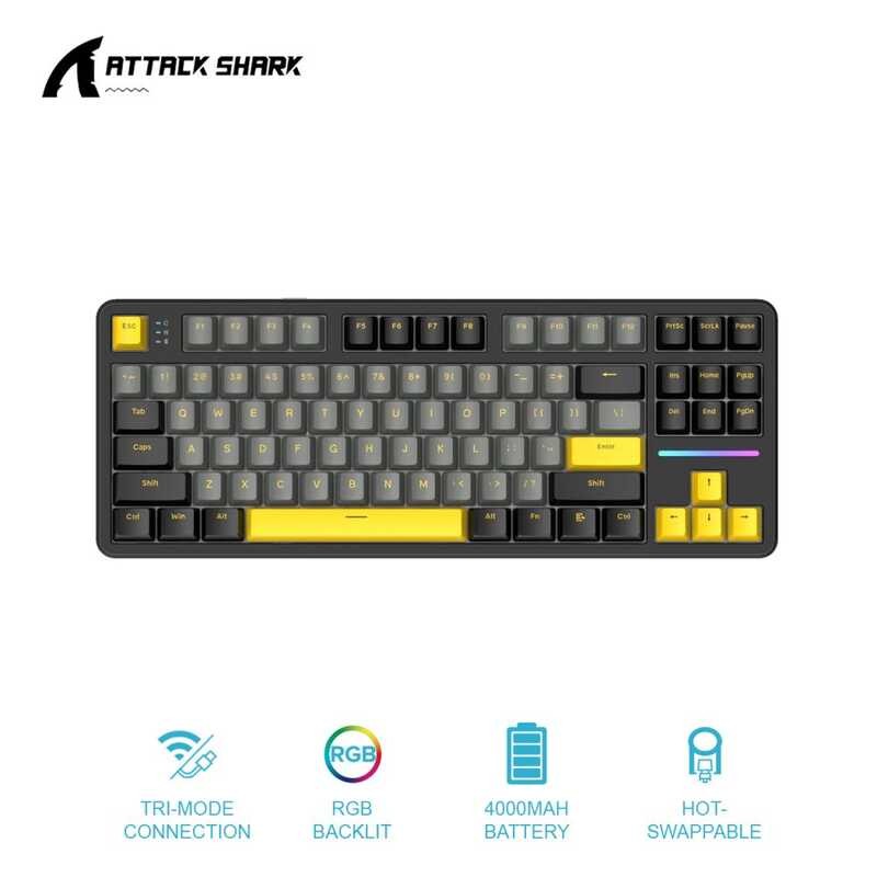 Attack Shark X87 Tri Mode 80% Gasket Mounted Wireless RGB Backlit Hot ...