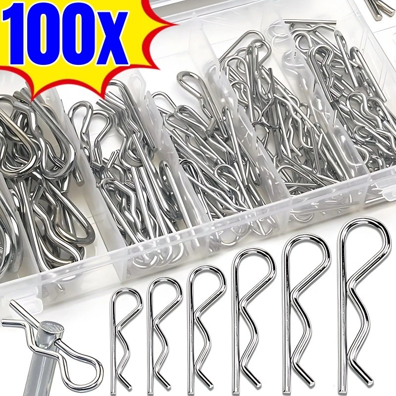 100Pcs R Shaped Spring Cotter - with Storage Box - R Type Spring Cotter ...