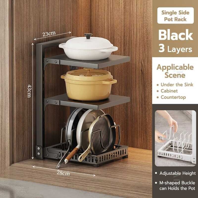 Pot Adjustable And Bowl Rack Under The Sink Kitchen Countertop Storage ...