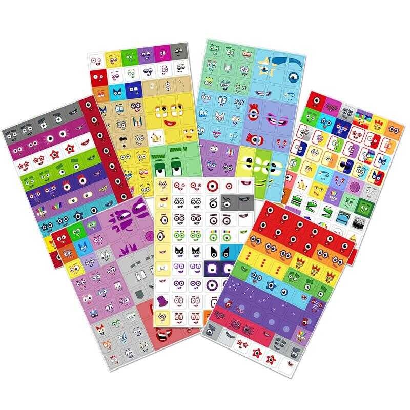 Numberblocks Theme Balloon Hanging Flag Square Sticker DIY Birthday ...