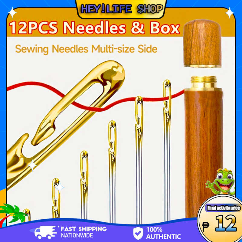 12Pcs Blind Sewing Needles Multi-Size Side Opening Stainless Steel ...