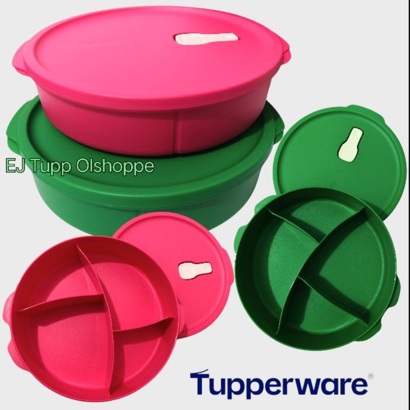 Original Tupperware Microwaveable Round Divided Lunchbox 830ml (1pc ...