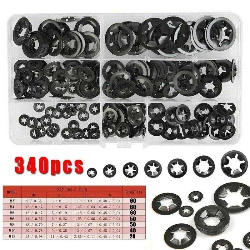 Xj 340/120Pcs Internal Tooth Star Lock Washers Assortment Kit Push On ...