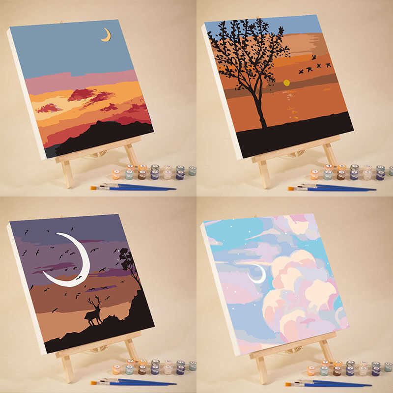 Numbers Painting With Frame - 20X20cm Canvas DIY Digital Oil Paint Kit ...