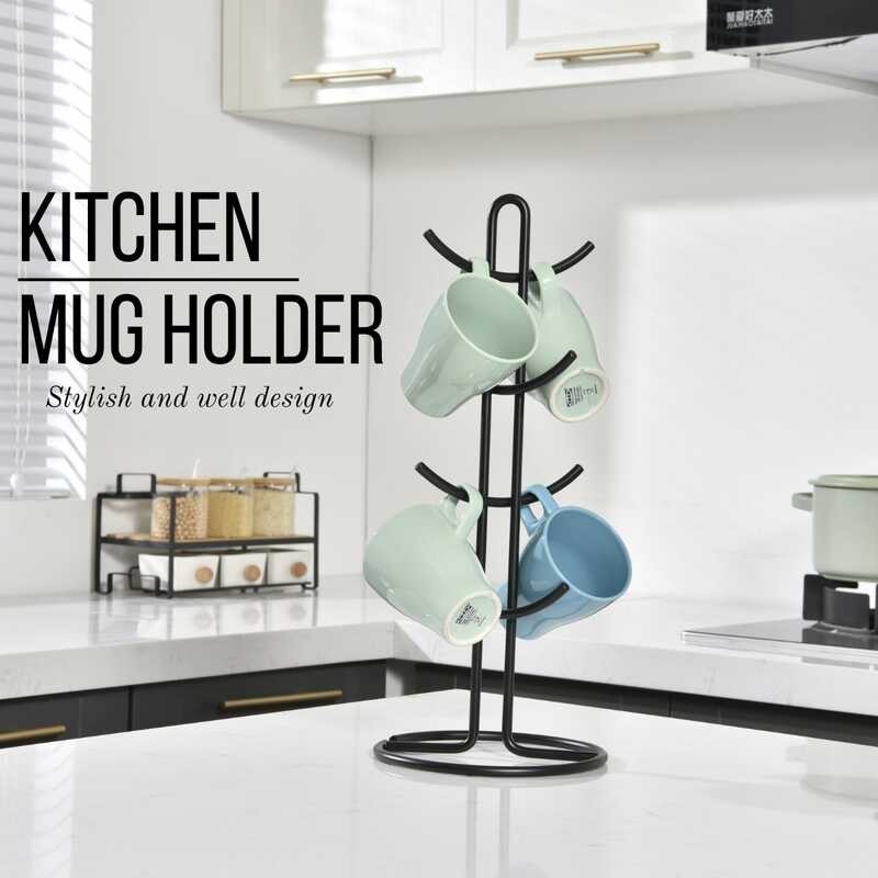Organizer ng Metal Cups Rack 8 Hooks Mug Storage Racks Para sa ...