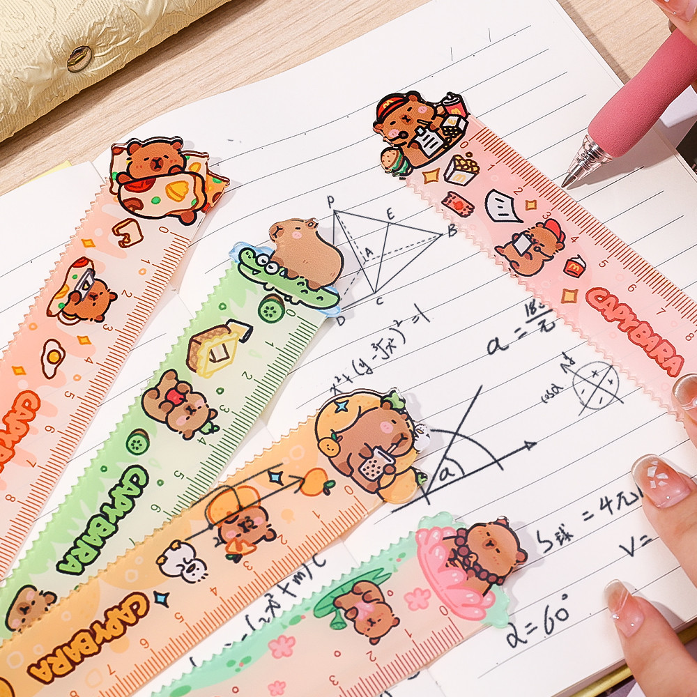 15cm Capybara Acrylic Wavy Lines Straight Ruler - Cartoon Animal Ruler ...