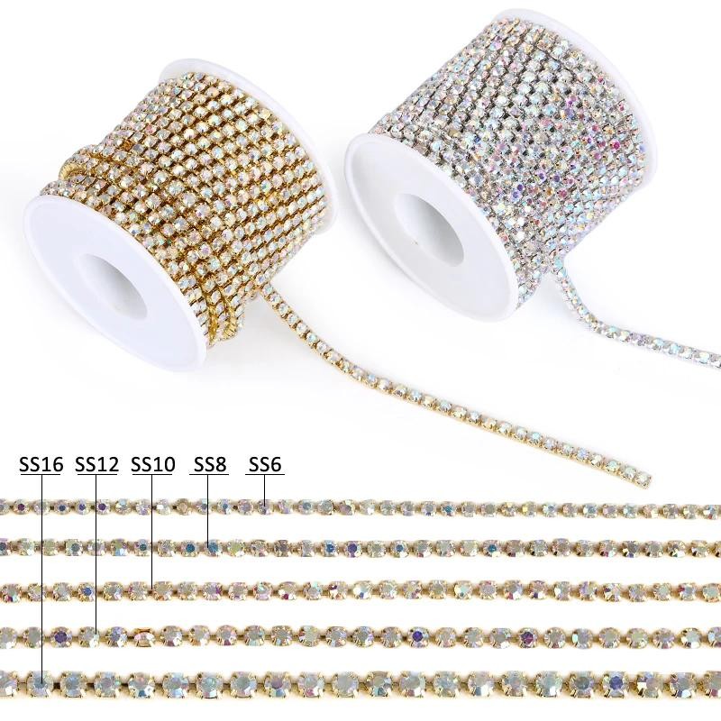 1Yard/91cm Rhinestones Chain Crystal Glitter Sewing Chain for Dresses ...