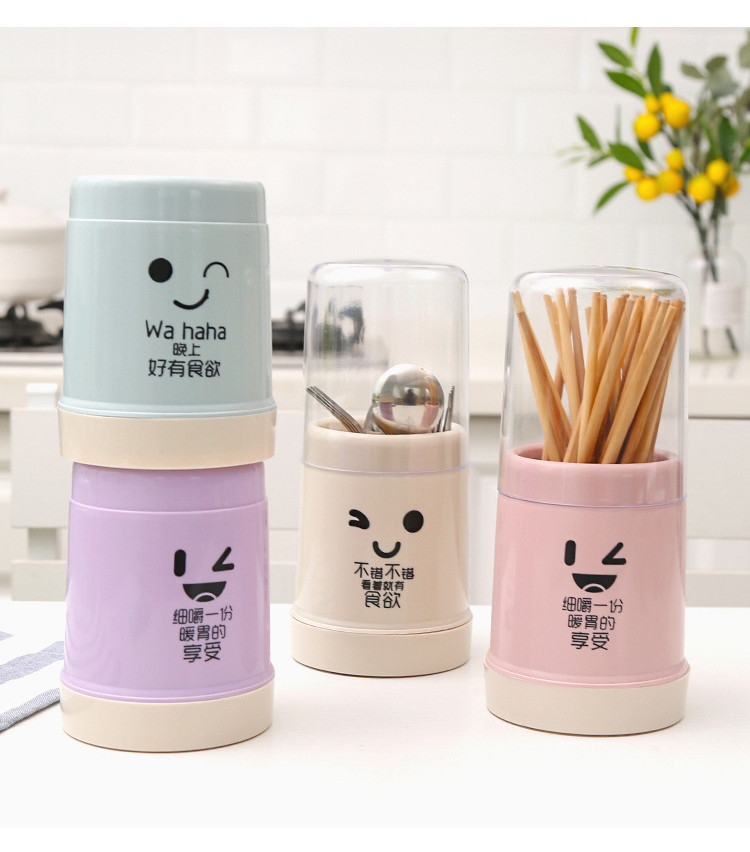 Dustproof Chopstick Holder Detachable Cage Flatware Rack with Lid Spoon ...