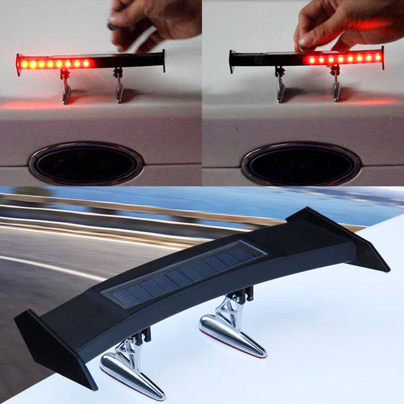 Solar Car Mini Rear Spoiler Tail Light Universal 12V LED Flashing