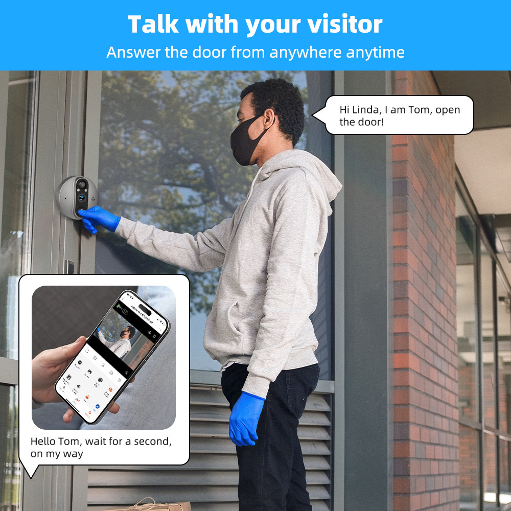 Alexa Google Tuya Smart Life 3Mp Battery Powered Digital Door Magic Eye