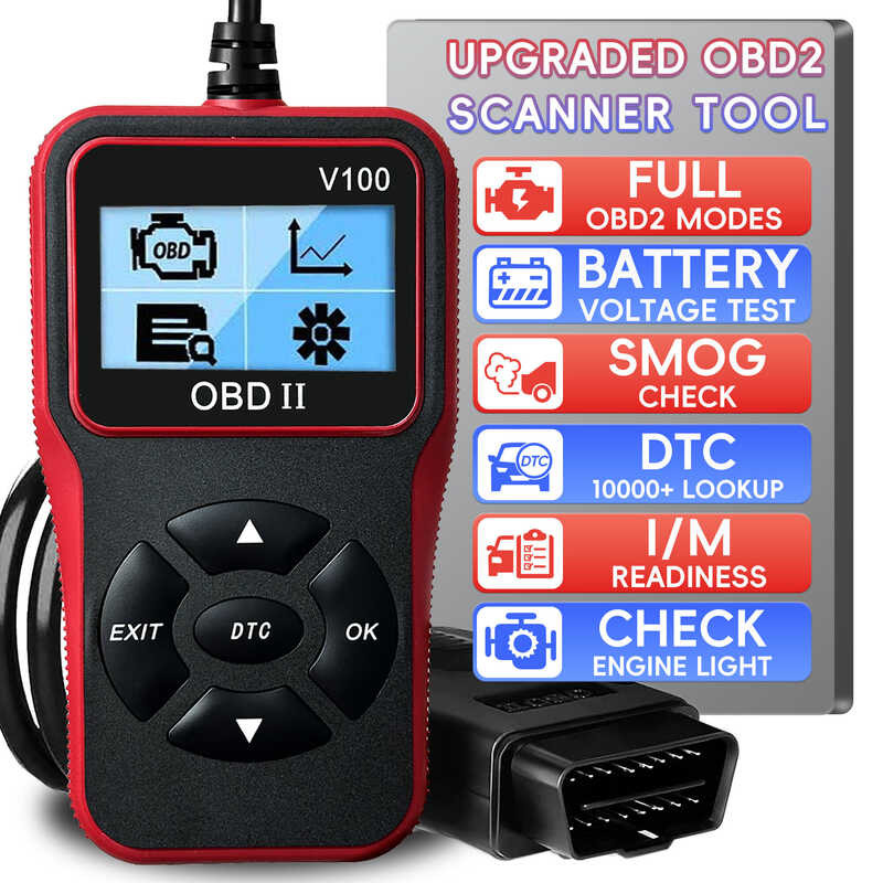 Car Code Reader, Obd2 Check Engine Light Fault Scanner CAN Battery Test