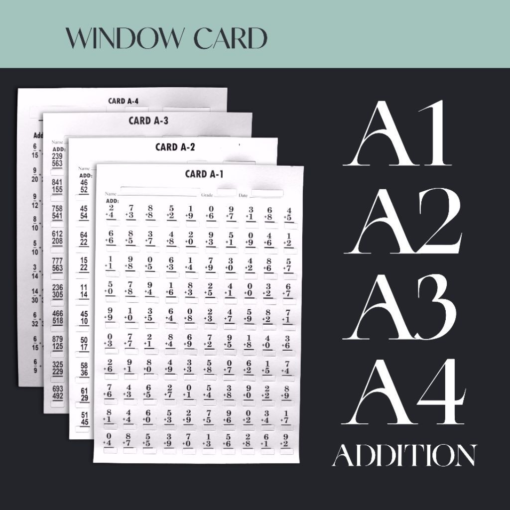 Window Card M1 M2 M3 M4 Multiplication Math Test Reusable Durable Grade ...