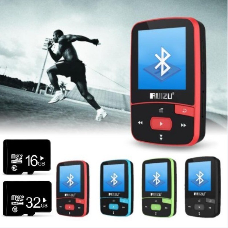 Original RUIZU X50 Mini Sport Clip Bluetooth MP3 Player 8GB Music Player Support TF Card, FM Radio, Recording, E-Book, Stopwatch (Blue