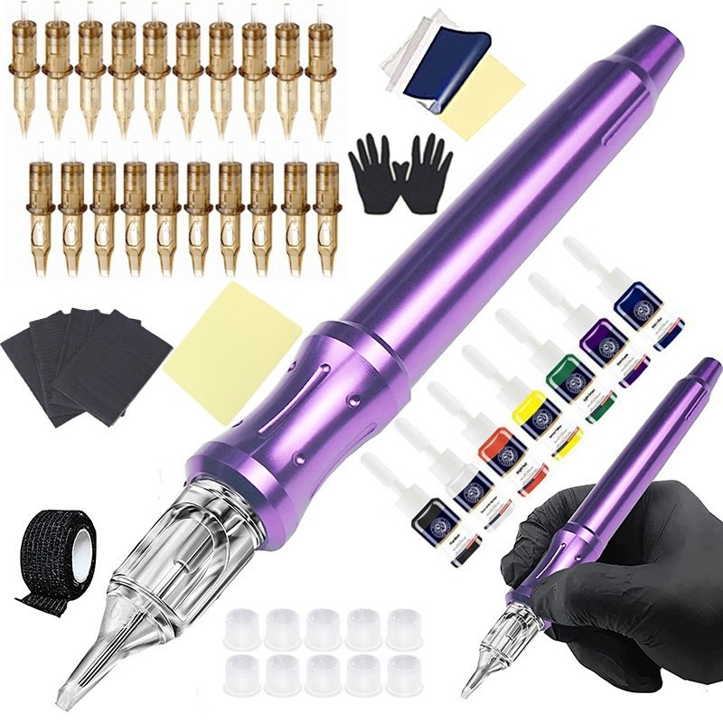 Metal Hand Poke and Stick Tool Tattoo Kit Tattoo Hand Poke Pen Kit DIY ...