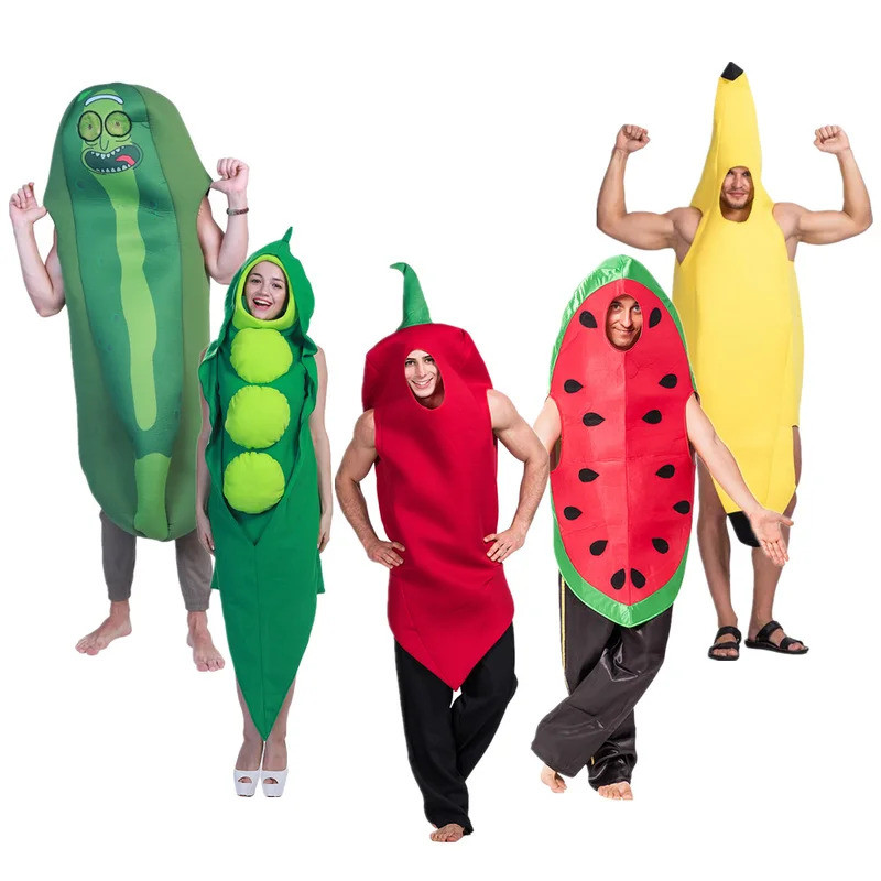 §≈ Adult Banana Watermelon Costume Men Women Halloween Couple Vegetable ...