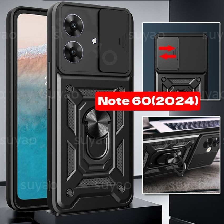 Phone Case Ring Stand For Realme Note 60 2024 Camera Protector Armor
