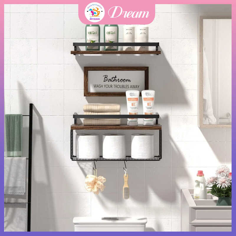 Shees Bathroom With Storage Basket Mounted Shelf Wood Home Wooden Wall ...