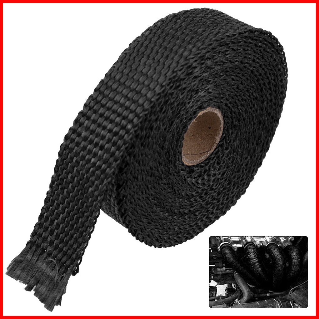 5M Roll Fiberglass Exhaust Manifold Headers Pipe Heat Wrap Tape Blacks