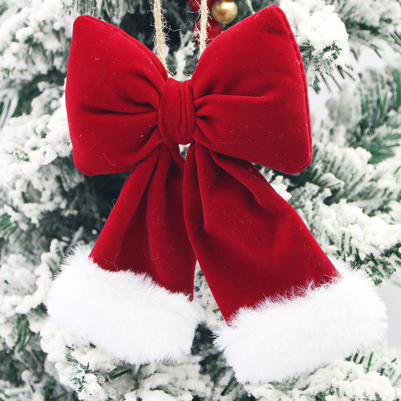 ((1 Piece/bag) 15cm Christmas Flocking Ribbon Bow Christmas Tree ...