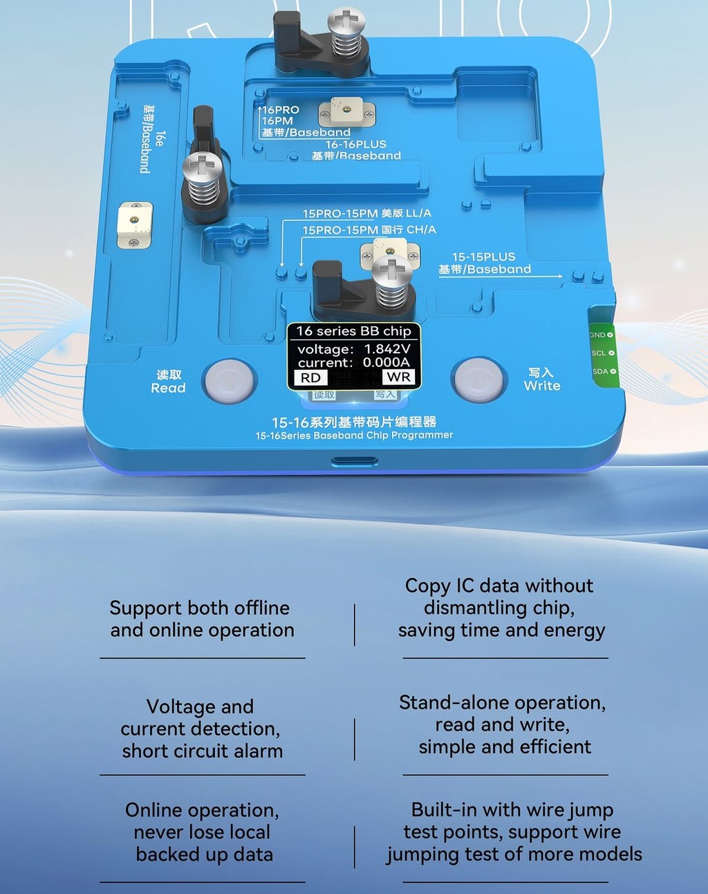 JCID Integrated Baseband Chip EEPROM Repair Programmer for iPhone 15/16 ...