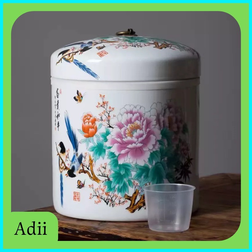 Ceramic Rice Dispenser Storage Container Rice Bucket Sealed Rice ...