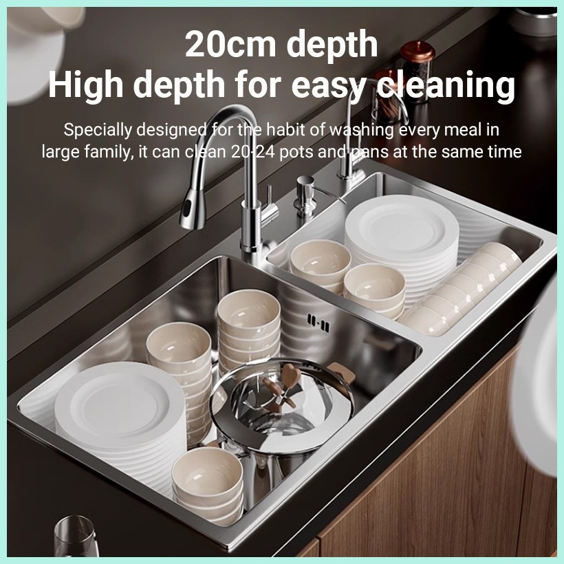 【COD】Kitchen Sink Stainless Lababo Sink with Strainer Single&Double ...
