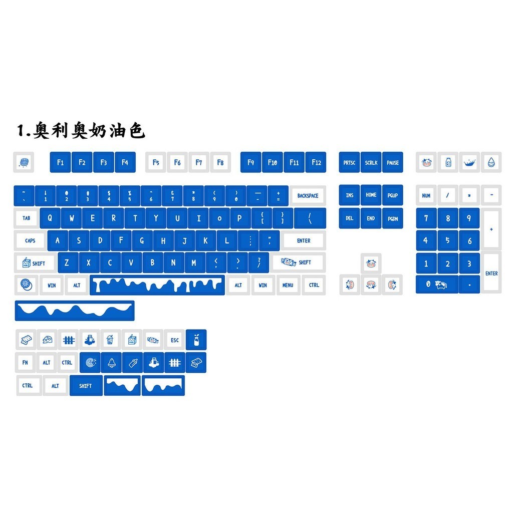 Pbt Keycap Small Full Set Oreo Theme Sublimation Craft XDA Height Blue ...