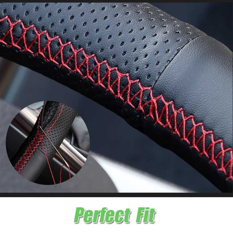 129 Hand Braid Car Steering Wheel Cover Protect Leather Trim Para Sa