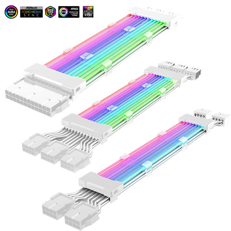 Computer 18Awg ARGB Sync Power Supply Motherboard Extension Cable PSU ...