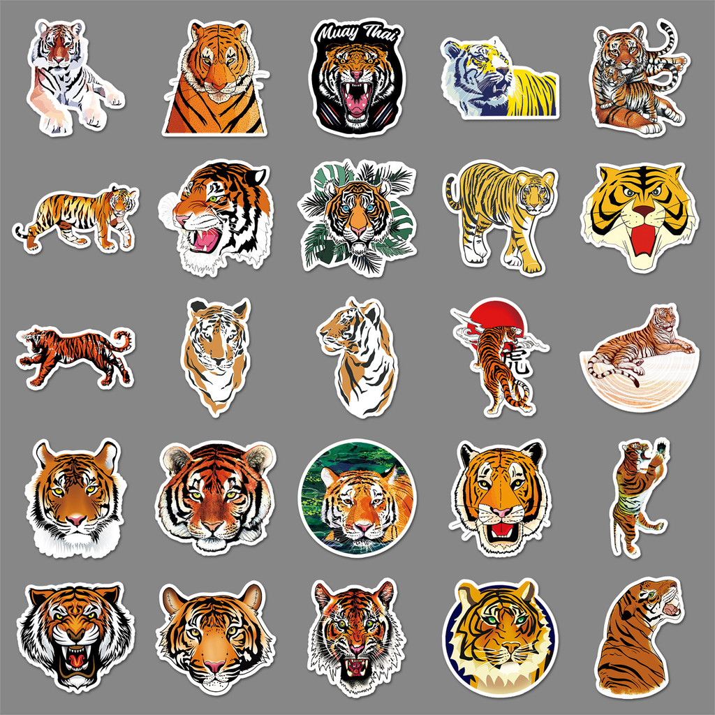 50pcs Fat Tiger Stickers DIY Travel Luggage Guitar Fridge Laptop Mug ...