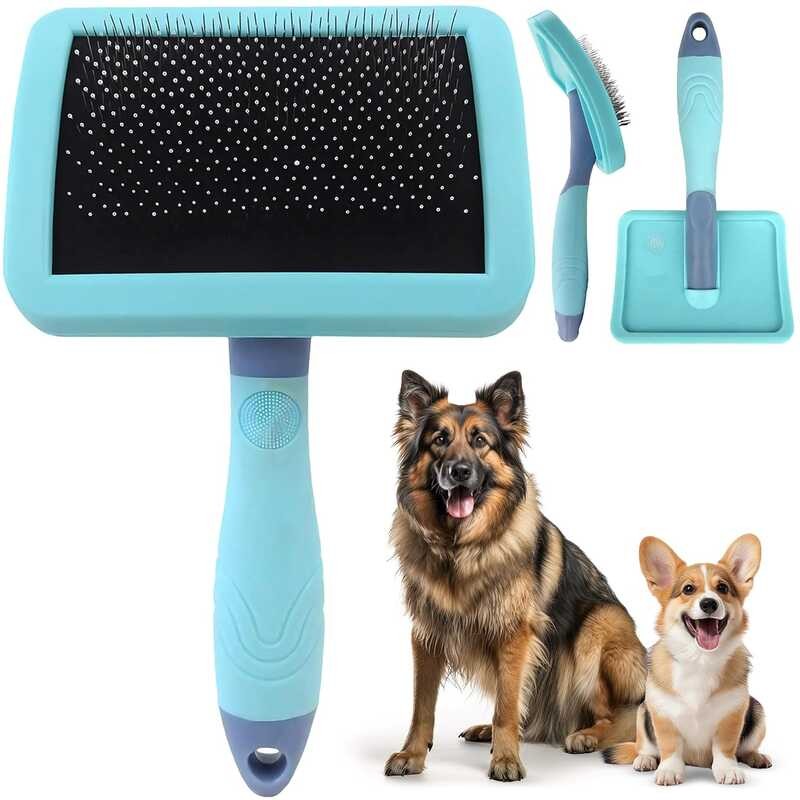 American Kennel Club AKC Slicker Brush with Coated Tips Dogs Cats, Skin