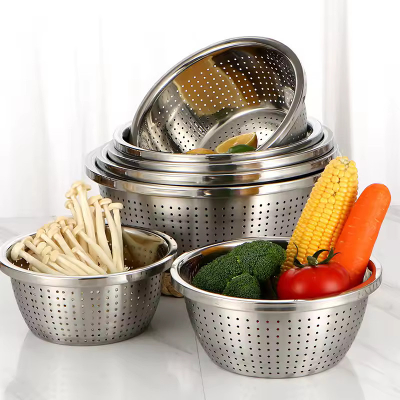 Stainless Steel Rice Sieve Strainer Fruits and Vegetables Colander ...