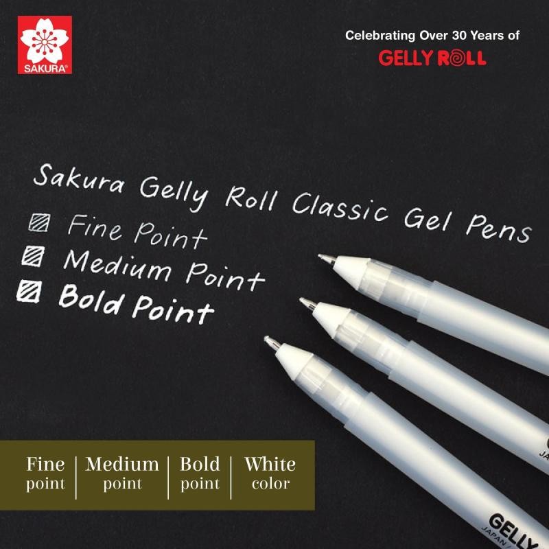 Japan Sakura Gelly Roll Classic Gel Pen 0.5/ 0.8/1mm White Ink ...