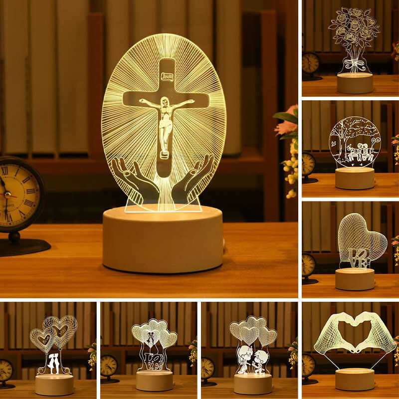 Selling 3D Crucifix Holy Family Religious Acrylic Night Shade Dimlights ...