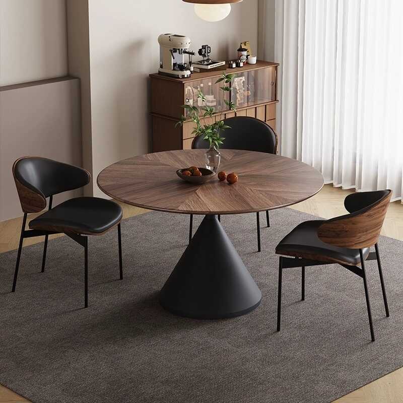 Vintage Style Inlaid Solid Wood Round Dining for Home Small Apartment ...