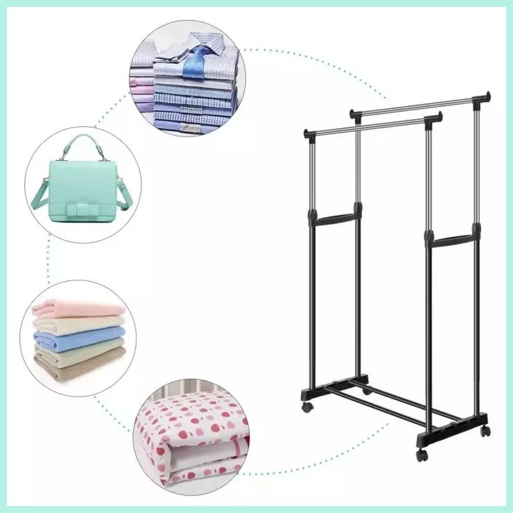 LS Double Pole Telescopic Clothes rack (COD) | Shopee Philippines