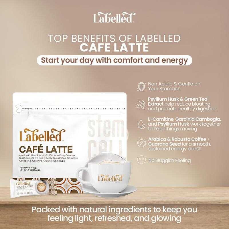 Labelled Creamy Café Latte Coffee (10 Sachets) S-Acetyl Glutathione ...