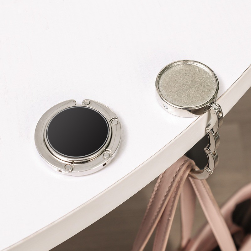Folding Metal Table Bag Hanger - Storage Accessories - Portable Round ...