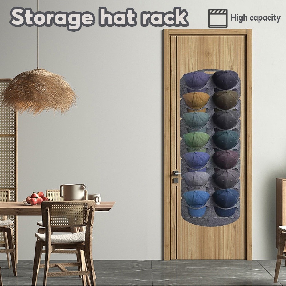 14 Grids Baseball Cap Display Rack Door Back Wall Felt Hat Holder for ...